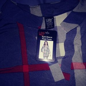 Split Sleeve Plaid Tunic L-XL